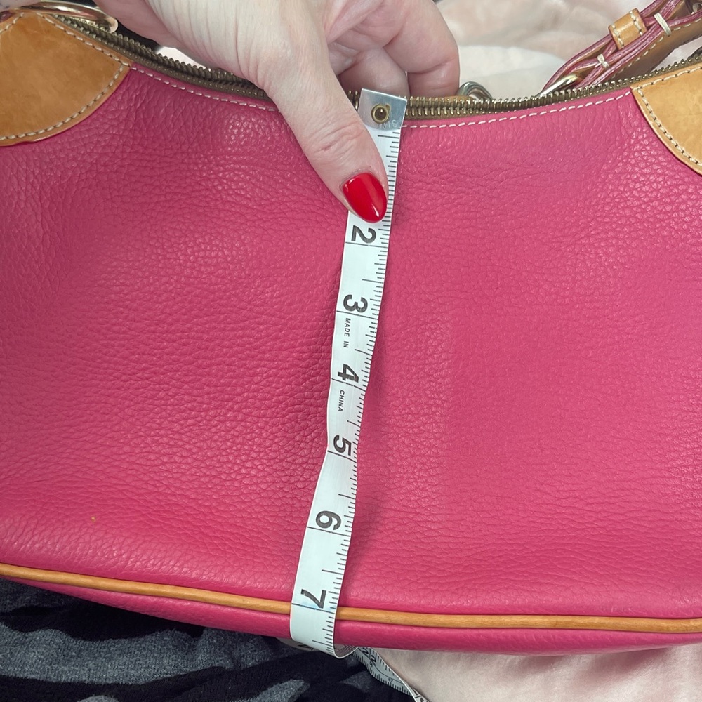Pink Leather Dooney&Bourke Mini Shoulder Bag with Tan Trim Summer Bag - Picture 4 of 7